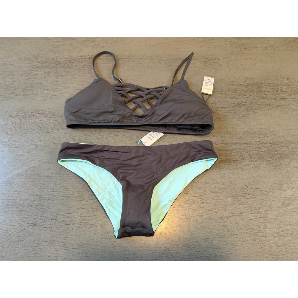 NEW  gray   SPACE two piece swimsuit bikini size small
